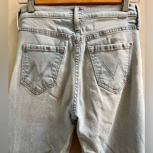 MOTHER DENIM MID RISE WIDE LEG RAW HEM SIZE 25